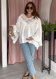 Boho Flared Sleeve Top - White