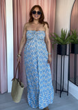 Cotton Fan Print Bandeau Halter Dress - 2 Colours