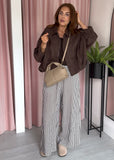 Suede Bubble Hem Jacket - Brown