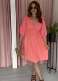 V Front & Back Cheesecloth Dress - Orange Leopard