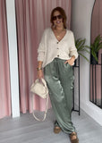 Silky Cargo Pocket Trousers - Khaki