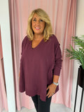 Exposed Seam Sweatshirt - Burgandy