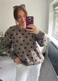 Knitted Polka Dot Jumper - Taupe