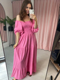 Smock Maxi Dress - Pink
