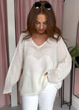 Loose Knit Heart Jumper - Off White