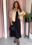 Suede Bubble Hem Jacket - Light Camel