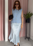 Satin Slip Skirt - Pale Blue