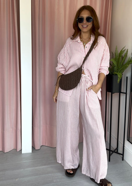 Stripey Trousers - Light Pink