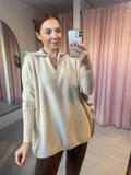 Zip Front Jumper - Beige