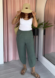 Drapey Barrel Leg Trousers - Khaki