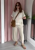 Tea Bag Linen Barrel Leg Trouser - Beige