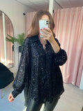 Oversized Sequin Shirt  - Black