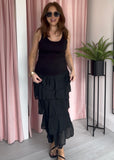 Ruffle Maxi Skirt - Black