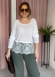 Lace Hem Layering T - White