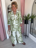 Patterned Shirt & Trouser Co-ord - Green & Biege