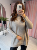 Waffle High Neck Jumper - Mocha