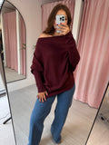 Asymmetric Drape Jumper - Burgundy