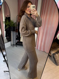 Wide Ribbed Zip Knit Co-ord - Taupe