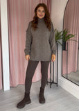 Chunky Knit Turtleneck Jumper - Taupe