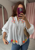Heart Embroidered Top - White