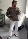 Knitted Polka Dot Jumper - Taupe