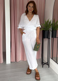 3 Way Cheesecloth Tie Front - White