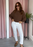 Rib Slash Neck Jumper - Chocolate