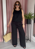 Linen Puff Ball Vest - Black