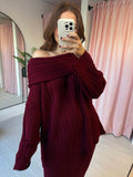 Off Shoulder Co-ord - Wine