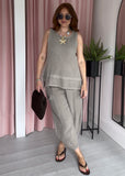 Tea Bag Linen Barrel Leg Trouser - Taupe