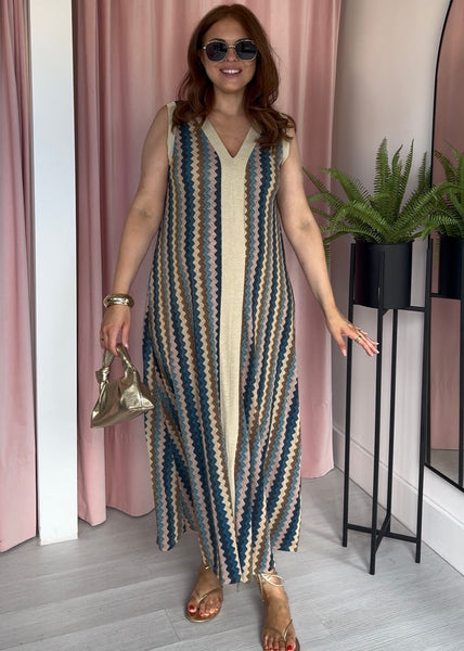Missi Zig Zag Dress - Blue