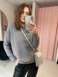 Rib Round Neck Jumper - Grey