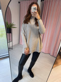 Waffle High Neck Jumper - Mocha