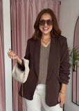 Ruched Sleeve Blazer - Chocolate