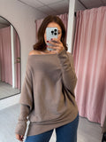 Asymmetric Drape Jumper - Taupe