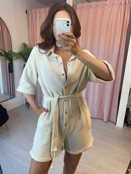 Cheesecloth Playsuit - Cream