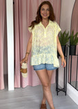 Broderie Cap Sleeve Blouse - Lemon