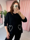 Pearl Heart Jumper - Black