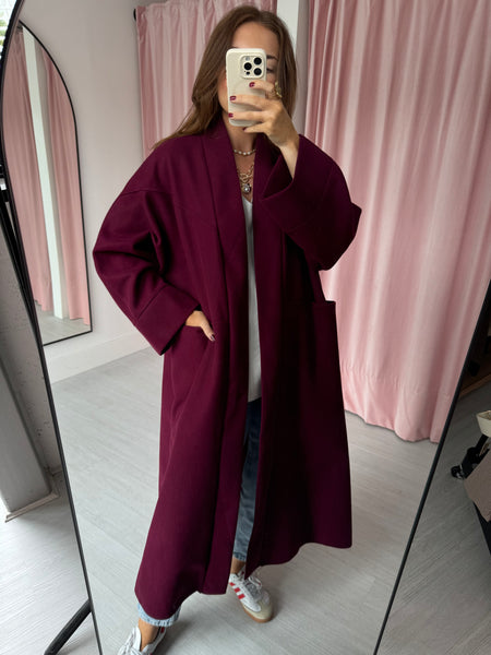 Oversized Coat - Deep Cherry