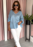 Loose Knit Heart Jumper - Blue