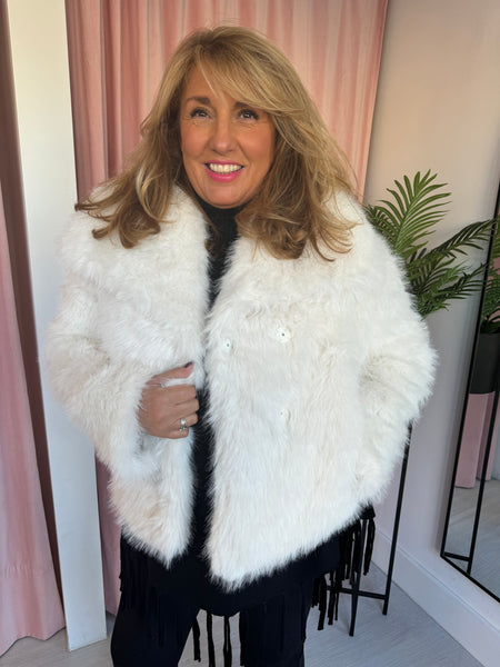 Faux Fur Coat - Cream