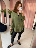 Oversized Spot Sequin Shirt - Khaki