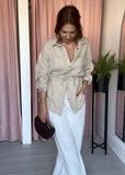 Linen Shirt with Tie - Biege
