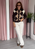 Argyle Knit Cardigan - Brown