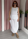 Tea Bag Linen Barrel Leg Trouser - White