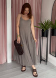 Spaghetti Strap Cotton Dress -Taupe