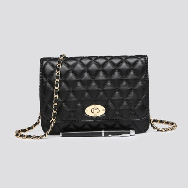 Quilted Flap Bag - Black