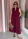 Classic V Neck Dress - Berry