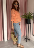 Crochet Top & Vest Set - Orange