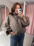 Bubble Hem Puffa - Taupe